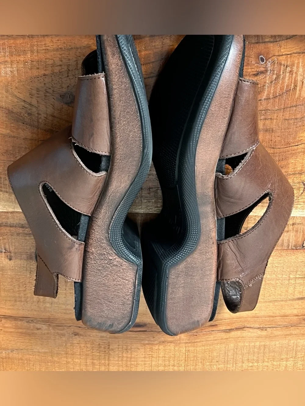 Dansko Platform Chunky Sandals Sz 37 US 7  Brown  Leather Ankle Strap